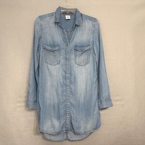 H&M Women's Denim Shirt Dress Size 6‎ Chambray Casual Minimalist Clean Girl